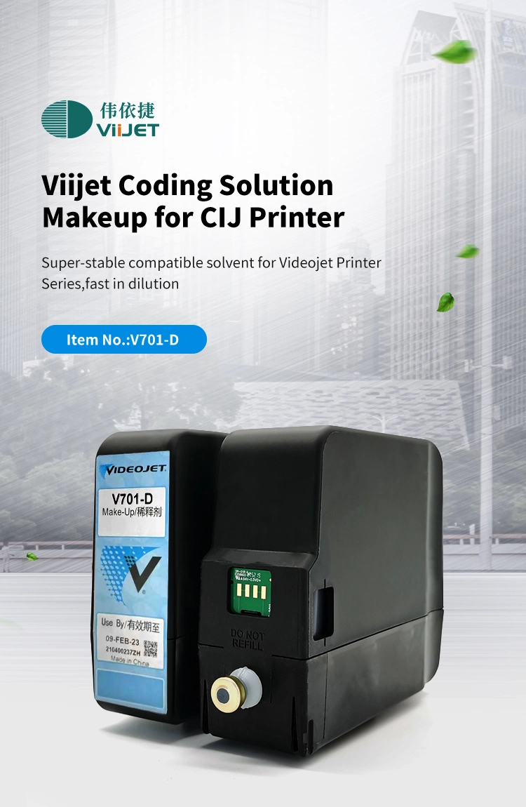 Compatible Videojet Makeup/Ink/Cleaning Solution V701/V705/V706 for Use in Videojet Coding Machine; Inkjet Printer Consumables